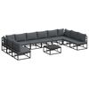 vidaXL Ensemble de canap&eacute; de jardin 11 pc Noir Aluminium