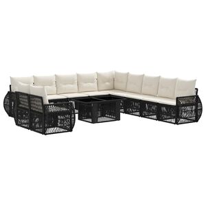 vidaXL Ensemble de canap&eacute; de jardin 12 pc Noir et blanc cr&egrave;me