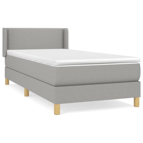 vidaXL Sommier &agrave; lattes de lit et matelas Gris clair 90x190 cm Tissu