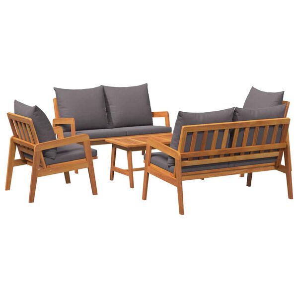 vidaXL Ensemble bistrot avec coussin 5 pcs Marron Bois d'Acacia Massif