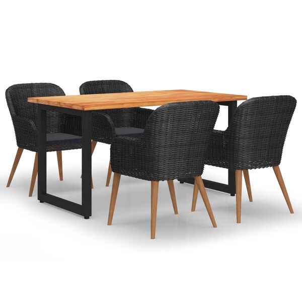 vidaXL Ensemble &agrave; manger de jardin avec coussins 5 pcs r&eacute;sine tress&eacute;e