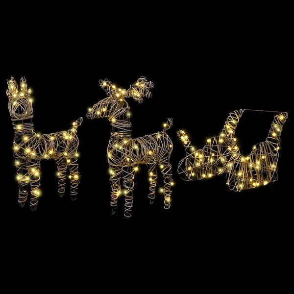 vidaXL Tra&icirc;neau tir&eacute; par un renne Blanc chaud 53 x 28 x 33 cm Rotin