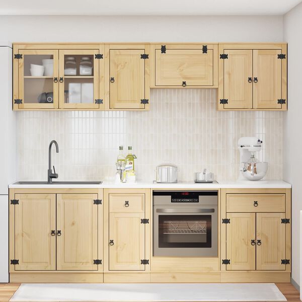 vidaXL Armoire avec tiroir SKI 8 pcs Brun Miel Bois de pin massif