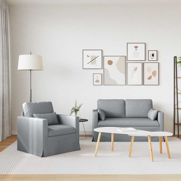vidaXL Canap&eacute; 120cm 2 pcs Gris clair M&eacute;tал