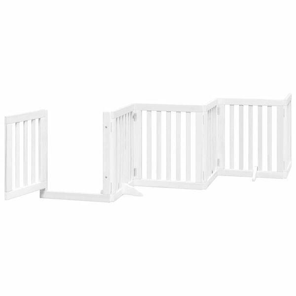 vidaXL Barrière pour chien porte pliable 9panneaux blanc bois peuplier