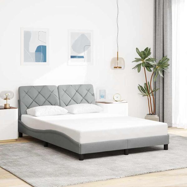 vidaXL Cadre de lit sans matelas gris clair 140x200 cm tissu