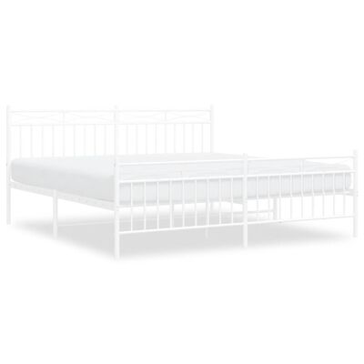 vidaXL Cadre de lit métal sans matelas et pied de lit blanc 180x200 cm