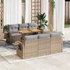 vidaXL Salon de jardin avec coussins 7 pcs beige r&eacute;sine tress&eacute;e