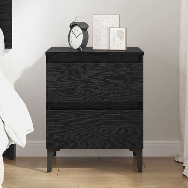 vidaXL Cabinet de chevet Ch&ecirc;ne noir 40 x 35 x 50 cm Bois d'ing&eacute;nierie