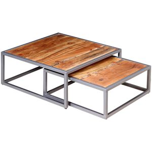 vidaXL Ensemble de table basse 2 pi&egrave;ces Bois d'acacia massif