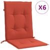 vidaXL Coussins de chaise &agrave; dossier bas lot de 6 rouge m&eacute;lang&eacute; tissu
