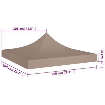 vidaXL Toit de tente de réception 2x2 m Taupe 270 g/m²
