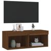 vidaXL Meuble TV avec lumi&egrave;res LED ch&ecirc;ne marron 80x30x30 cm