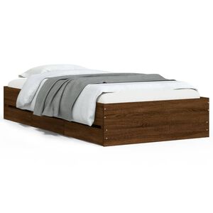 vidaXL Cadre de lit avec tiroirs sans matelas ch&ecirc;ne marron 90x190 cm