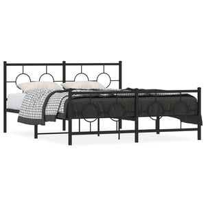 vidaXL Cadre de lit m&eacute;tal sans matelas avec pied de lit noir 150x200cm