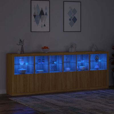 vidaXL Buffet avec lumières LED chêne sonoma 283x37x100 cm