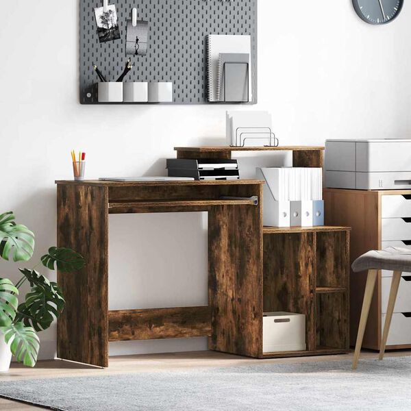 vidaXL Bureau Ch&ecirc;ne fum&eacute; 120,5 x 44 x 88,5 cm Bois d'ing&eacute;nierie