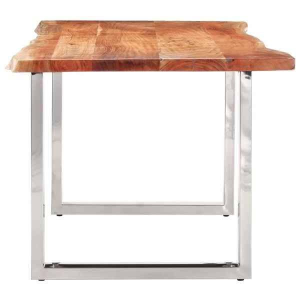 vidaXL Table &agrave; d&icirc;ner &agrave; live edge Bois d'acacia massif 200 cm 3,8 cm