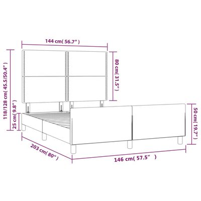 vidaXL Cadre de lit avec tête de lit Bleu 140 x 200 cm Tissu