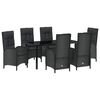 vidaXL Ensemble de salle &agrave; manger pour jardin 7 pc Noir polyrotin