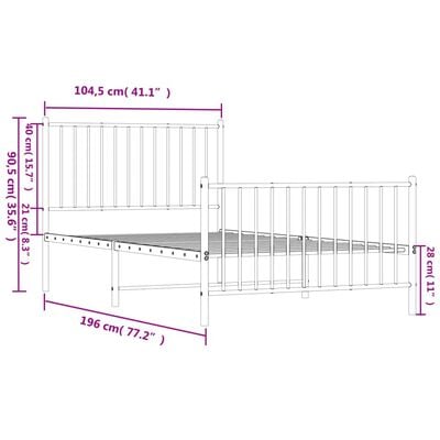 vidaXL Cadre de lit métal sans matelas et pied de lit blanc 100x190 cm