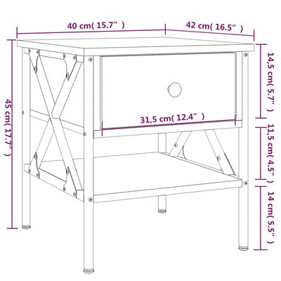 vidaXL Tables de chevet 2 pcs sonoma gris 40x42x45 cm bois ingénierie