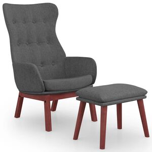 vidaXL Chaise de relaxation avec repose-pied Gris fonc&eacute; Tissu
