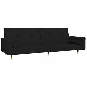 vidaXL Canap&eacute;-lit &agrave; 2 places avec deux oreillers Noir Velours