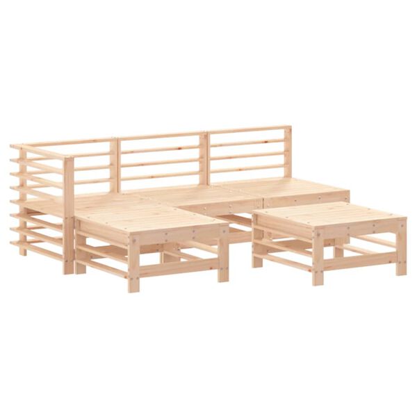 vidaXL Salon de jardin 5 pcs avec coussins bois massif