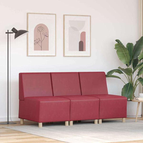 vidaXL Unit&eacute; de Sofa Modulaire Sans Accoudoirs 3 pcs Bordeaux