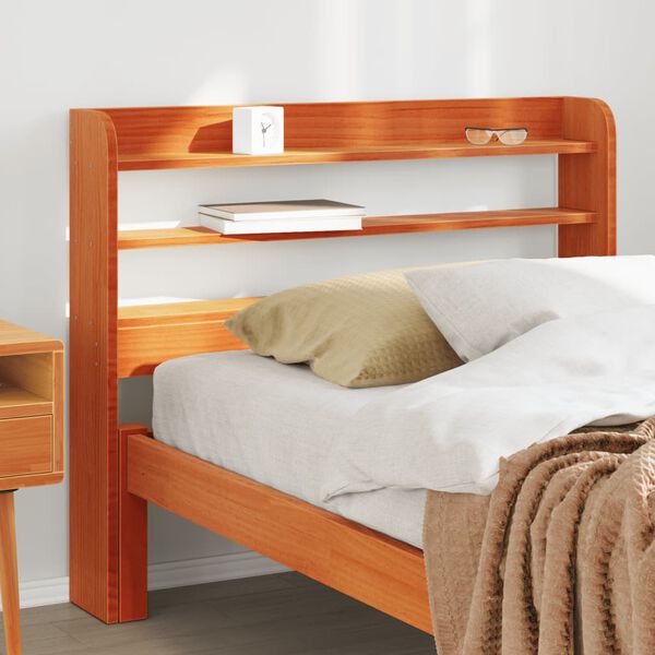 vidaXL T&ecirc;te de lit avec &eacute;tag&egrave;res marron cire 100 cm bois massif de pin