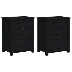 vidaXL Tables de chevet 2 pcs Noir 50x35x61,5 cm Bois de pin massif