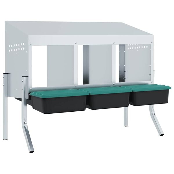 vidaXL Nichoir &agrave; poules3 compartiments avec pieds en acier galvanis&eacute;