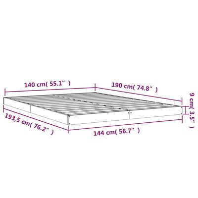 vidaXL Cadre de lit blanc 140x190 cm bois de pin massif