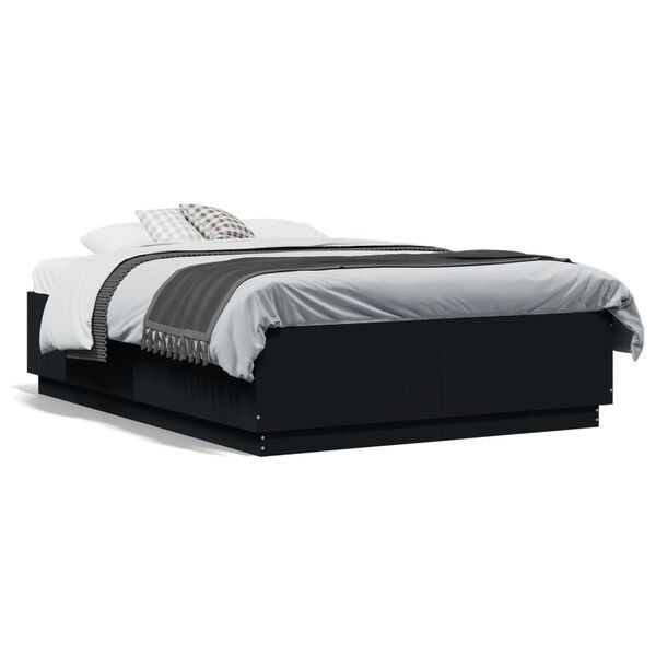 vidaXL Cadre de lit sans matelas noir 135x190 cm