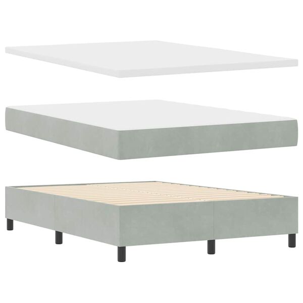 vidaXL Lit &agrave; ressorts avec matelas Gris clair 140 x 200 cm Velours