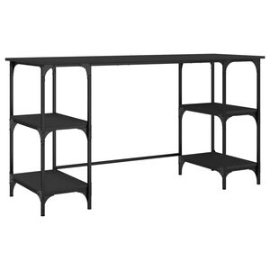 vidaXL Bureau noir 140x50x75 cm m&eacute;tal et bois d'ing&eacute;nierie