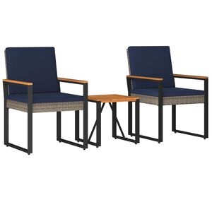 vidaXL Ensemble de meubles d'ext&eacute;rieur 3 pcs Gris et bleu marine