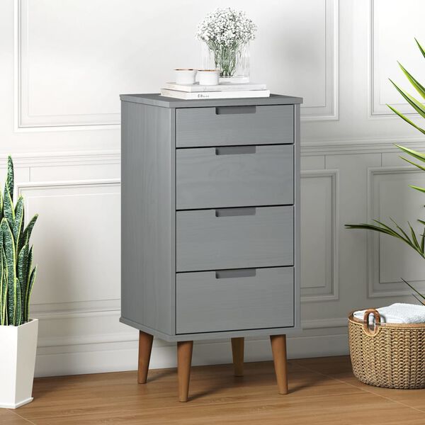 vidaXL Commode MOLDE Gris 40x35x82 cm Bois de pin massif