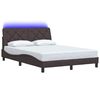 vidaXL Cadre de lit avec LED sans matelas marron fonc&eacute; 140x200cm tissu