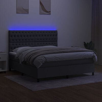 vidaXL Sommier à lattes de lit et matelas et LED Gris foncé 180x200 cm