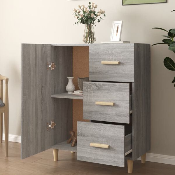 vidaXL Buffet sonoma gris 69,5x34x90 cm bois d'ing&eacute;nierie