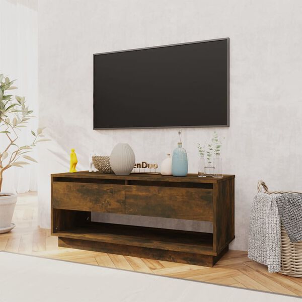 vidaXL Meuble TV Ch&ecirc;ne fum&eacute; 102x41x44 cm Bois d'ing&eacute;nierie