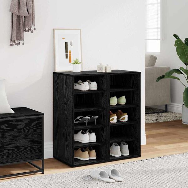 vidaXL Cabinet &agrave; chaussures avec &eacute;tag&egrave;re Ch&ecirc;ne noir 32 x 35 x 70 cm
