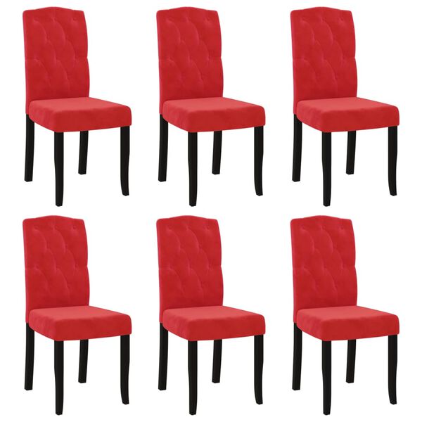 vidaXL Chaises &agrave; manger lot de 6 rouge bordeaux velours