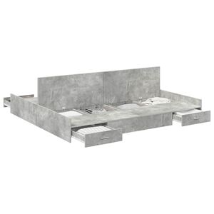 vidaXL Cadre de lit avec rangement avec tiroir Gris b&eacute;ton 180 x 200 cm