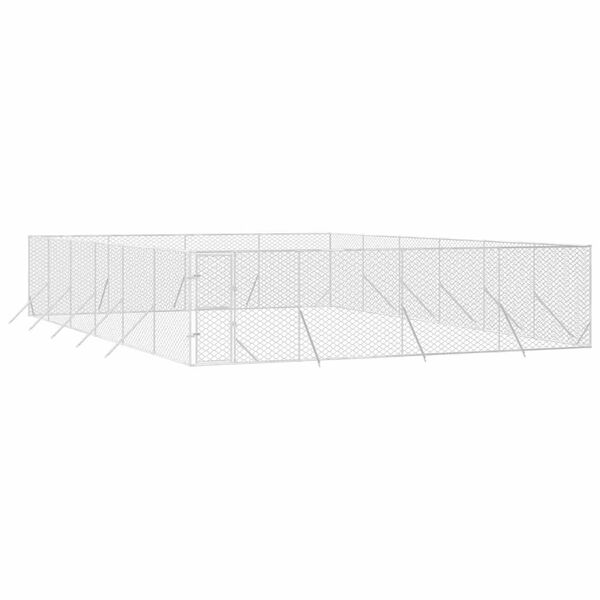 vidaXL Chenil d'ext&eacute;rieur pour chiens argent&eacute; 8x12x2 m acier galvanis&eacute;