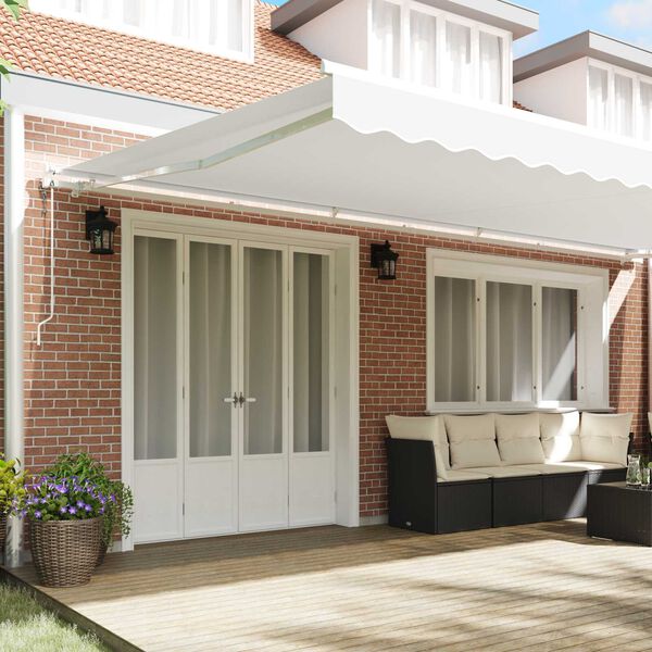 vidaXL Auvent R&eacute;tractable Blanc 600 &times; 300 cm tissu