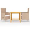 vidaXL Ensemble &agrave; manger de jardin 3 pcs Beige