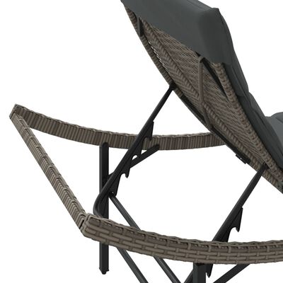 vidaXL Chaise longue avec coussin gris 55x199x50 cm résine tressée